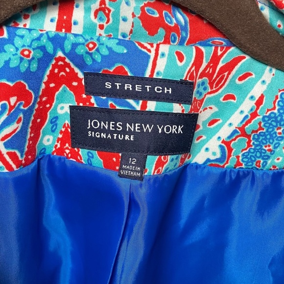 Jones New York Stretch Signature Blazer Jacket Paisley Print Colorful - Picture 3 of 3